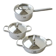 오체어스 통3중 바디 스텐레스 냄비 3종 세트, 편수냄비16cm + 양수냄비18cm + 양수냄비20cm