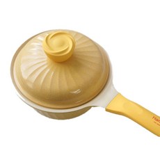 IH感應單柄鑄造湯鍋+鍋蓋組, 淡黃色, 直徑18cm*深度10cm, 1組