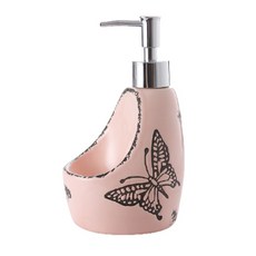 口袋收納蝴蝶陶瓷清潔劑桶 蝴蝶 粉色 YT_RA596, 1個