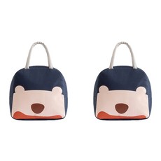 可愛小熊設計便攜保溫便當袋 藍色