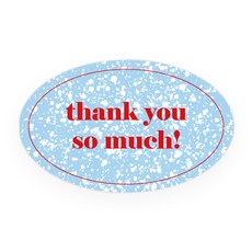 Colordrop Thank you so much 橢圓形包裝裝飾貼紙, 120個, 藍色