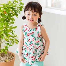 Lala Amang 女童款蝴蝶結櫻桃印花背心