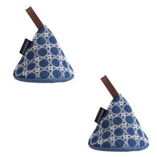 刺繡隔熱鍋把手套, 海軍, 2個