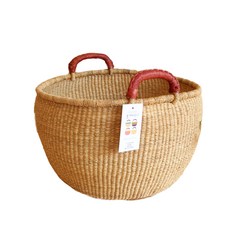 天然圓形雙手伏爾加籃 L, 混色, 1個