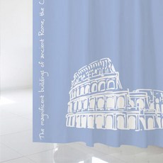 디자인수풀 샤워 커튼 SC53 L 1800 x 1880 mm + 플라스틱 고리 12p + 커튼봉 화이트 풀세트, 1세트