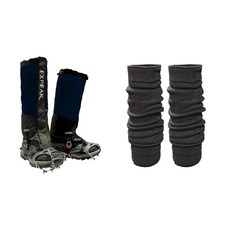Expeak Snowedge 冰爪 + 雪套 + 保暖腿套套組, 灰色(冰爪), 海軍藍(雪套), 隨機出貨(保暖腿套)