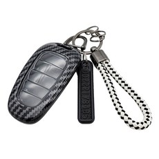 Greentech 高級碳纖維鑰匙殼, 亮黑色+白色格紋, 現代 H-2型