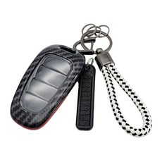 프리미엄 카본 키케이스 + 키링 + 전화번호 안내판, 와인레드크롬 + 체크화이트, 현대 H-1타입