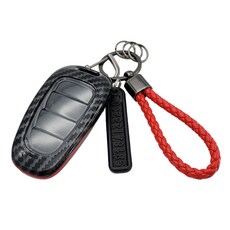 프리미엄 카본 키케이스 + 키링 + 전화번호 안내판, 와인레드크롬 + 레드, 현대 H-1타입