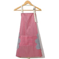 YOU&ME 스트라이프 수건 방수 앞치마, 레드, 1개