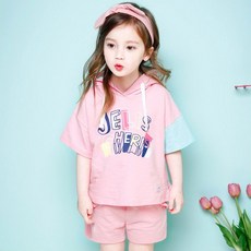 JELISPOON 印花連帽短袖T恤+短褲套裝