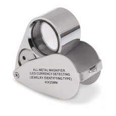 INH 40倍放大鏡 迷你金屬折疊式LED放大鏡, 1個
