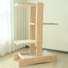 캣츠빌 아쭈타워 H 원목 캣타워, 브라운(카페트), 블루(해먹), 1개