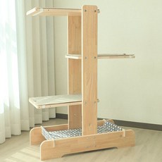 캣츠빌 아쭈타워 H 원목 캣타워, 브라운(카페트), 그레이(해먹), 1개