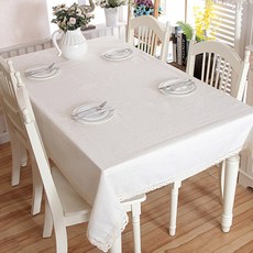 Cinderella Deco 亞麻桌布, 4人用(120 x 160cm), 現代白