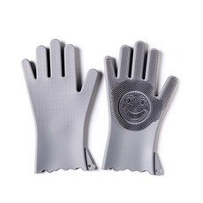 실리콘 수세미 좌우 장갑, 그레이, 1개