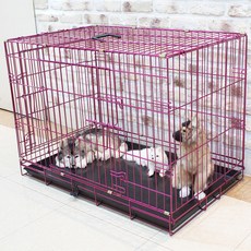 퍼피마인드 엣지 프리미엄 강아지 철장, 핫핑크, 1개