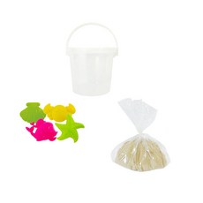 Todan教材 實惠型沙子 1kg + 模具 4入 + 遊戲籃組合, 棕色(沙子), 隨機出貨(模具)