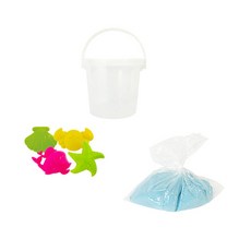 土壤材料，大量沙子 1kg+浸漬框架 4p+遊戲籃套組, 藍色(沙)+隨機發貨(模具), 1kg