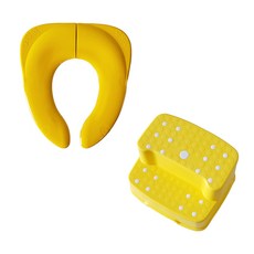 可攜式嬰兒馬桶坐墊+腳踏凳, 黃色