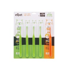 etipet 狗狗清爽牙刷入門組 4入 + 深入縫隙刷, 混合色, 1套
