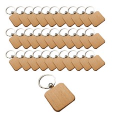 Ideulraeseo木質鑰匙圈 圓形正方形形狀, 單色, 50個