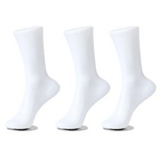 Madamade 磁吸底座塑膠男腳模型襪子模特 3入, 白色