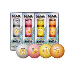 Volvik Solice表情符號高爾夫球 4款組, 白色 + 粉色 + 黃色 + 橘色, 1組
