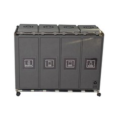 편리한 비닐교체식 하우스빈 재활용 분리수거함 커버형 4p + 전용비닐 50p, 그레이