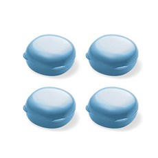 甜蜜馬卡龍肥皂盒, 藍色, 4個