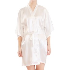 I Luv Home 女性絲質浴袍 L, 白色, 1個