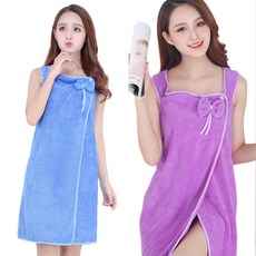 Market Pio 蝴蝶結毛巾浴袍 2件組, 藍色, 紫色, 1套