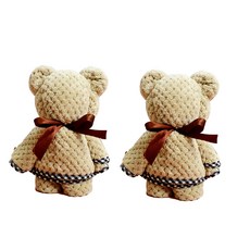 Market A Checkline 泰迪熊手巾, 淺褐色的, 2個