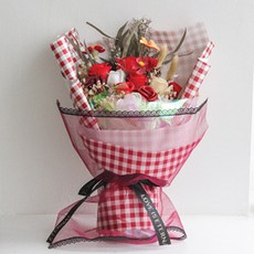 휴드 人造花 滿滿愛意香皂花束, 紅色