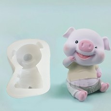 圍裙坐姿小豬 2D 模具, 混合顏色