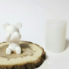 3D 坐姿遮眼熊模具, 混合色