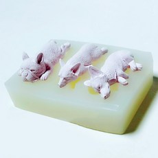 잠자는 강아지 3종 수제몰드 세트, 혼합색상