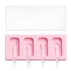 4格矽膠造型冰棒模具, 粉色的, 1個