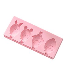 生活的技術矽膠冰淇淋模具製冰盒 4格 豬, 粉色的, 1個