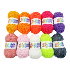 乾淨菜瓜布螢光編織線 10入 + 鉤針, 混合顏色, 1個