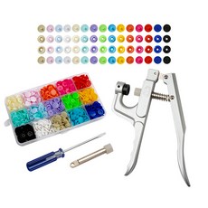 Geobeads T型按扣工具 高級款 + 15種T型按扣 + 收納盒, 混合色, 1套