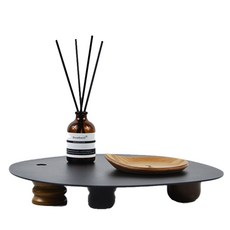 頂級藝術家室內裝飾托盤 + 胡桃木腿, 黑色（桌板）+棕色（腿）