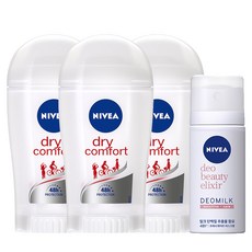 니베아 데오드란트 스틱 드라이콤포트 40ml 3p + 데오드란트 스프레이 데오밀크 35ml 세트, 1개