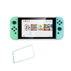 Switch遊戲機保護殼+鋼化玻璃保護貼 R04 01款, 1套, 單品