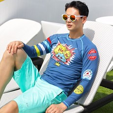 JoyHolly 男士 Boom Boom Rash Guard 上衣, 藍色