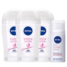 니베아 데오드란트 스틱 엑스트라 화이트 40ml 3p + 데오드란트 스프레이 데오밀크 35ml 세트, 1개