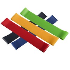 瑜珈乳膠拉伸帶 5入, 綠、藍、黃、紅、黑