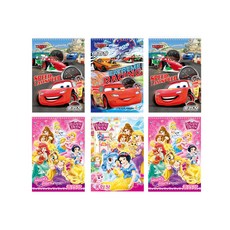 Disney 迪士尼 汽車總動員3款+公主系列3款線圈筆記本 隨機出貨, 36入