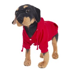 狗狗刷毛帽T, 紅色