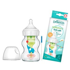 닥터브라운 엘리펀트 데코 와이드넥 유리 졎병 + 세척솔, 혼합색상, 150ml, 1개